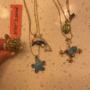 Betsey Johnson Stacked/Layered Necklaces and Ring